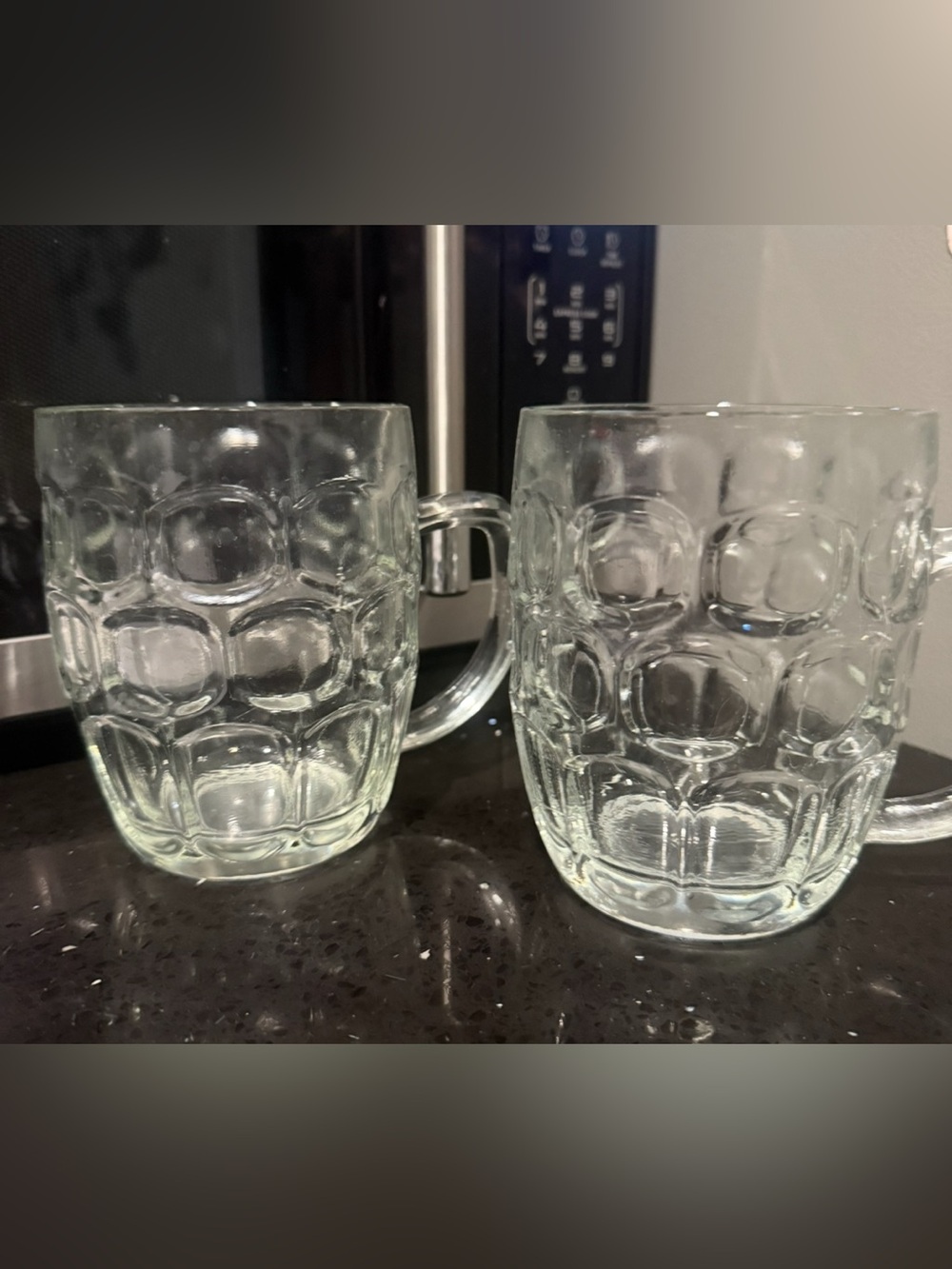 Clear Glass Dimpled Beer Mug - Set of 2